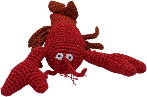 Knit Knacks Lurch the Lobster Organic Cotton Small Dog Toy